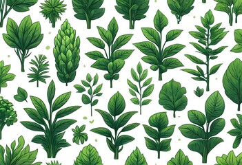 AI generated green plant illustrations