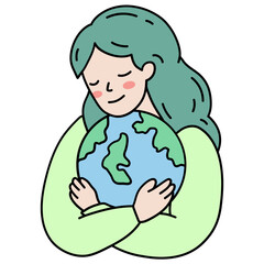 Mother Earth Day and Woman Hugging Earth