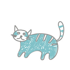 Children Draw Doodles Of Cat 