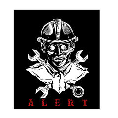 illustration of a worker zombie head.