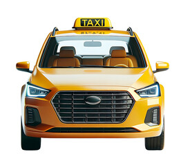 Yellow and Black Taxi cab Close-Up on Transparent Background PNG