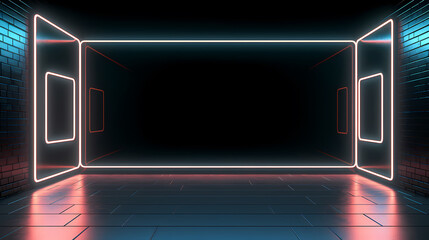 Empty room with neon space for design