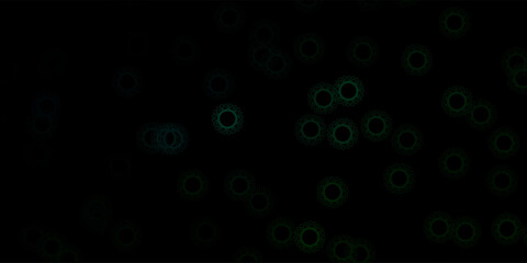 Dark green vector pattern with coronavirus elements.