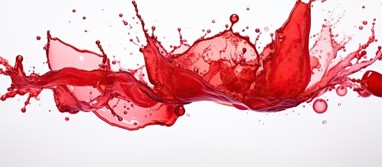 A splash of red liquid on a white background, resembling a watercolor painting. The fluid gesture evokes the vibrant energy of a plant in bloom, as if captured in art