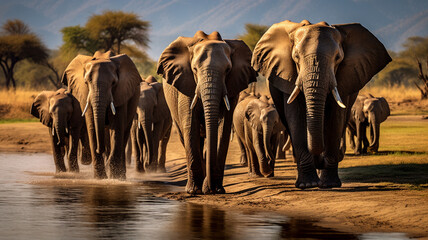 Fototapeta na wymiar Wild elephant and herd