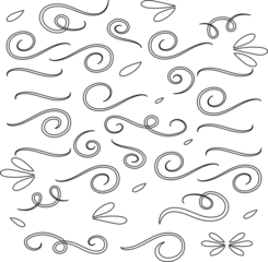 Foto op Aluminium Swirl ornament stroke. Ornamental curls, swirls divider and filigree ornaments vector illustration set © Stud