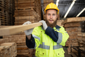 Caucasian businessman working with checking timber stock at warehouse	 - 766118124