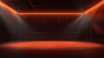 Empty geometric room with beautiful lighting