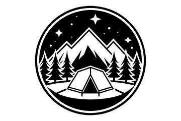 camping icon on the mountain
