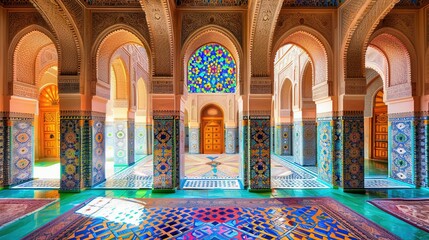 Ornate Islamic courtyard adorned - obrazy, fototapety, plakaty