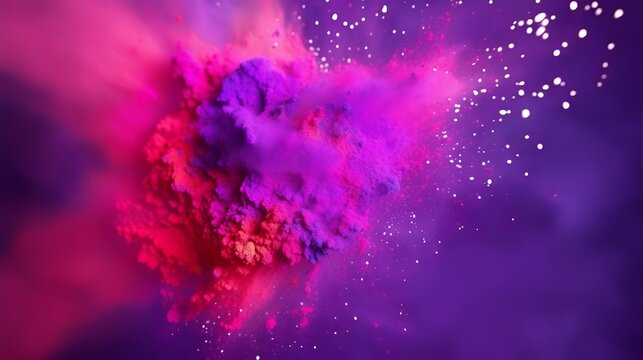 3d illustration of abstract background with pink and violet explosion in space