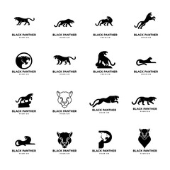 Big black panther, illustration, logo on white background.