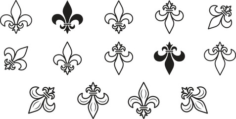 Set Flor de lis symbol vector illustration icon.