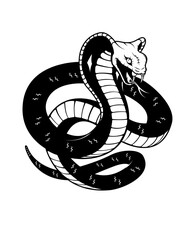 Fototapeta premium Cobra Snake | Serpent | Poisonous Creature | Wildlife | Crawling Animal | Venomous | Original Illustration | Vector and Clipart | Cutfile and Stencil