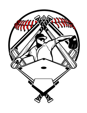 US Baseball Player | Outdoor Sports | Baseman | Baseball Team | Baseball | Pitcher | Baseball Bat | Team Sport | Original Illustration | Vector And Clipart | Cutfile And Stencil