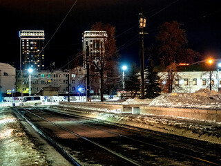 winter night view of the street in the city center - 766124109