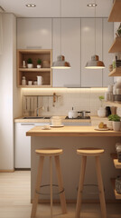 Fototapeta na wymiar small kitchen in japandi Style