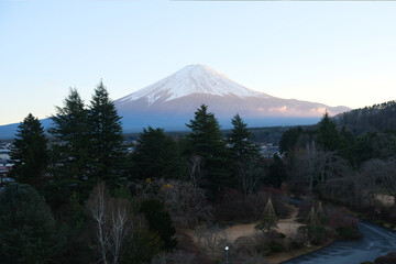 Beautiful Mount Fuji View from Lake Kawaguchi, Japan.