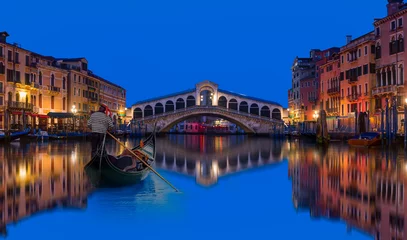 Fotobehang Gondola near Rialto Bridge in Venice, Italy © muratart