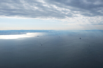 Aerial View from an Aeroplane of the Tokyo ocean in Japan.