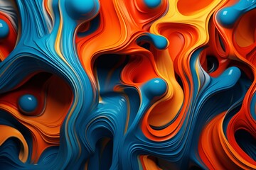 a colorful liquid with blue and orange colors