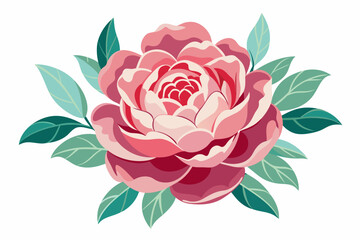 Peonies drowning in white background vector arts illustration 