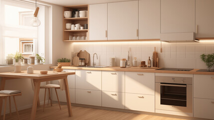 Fototapeta premium small kitchen in japandi Style