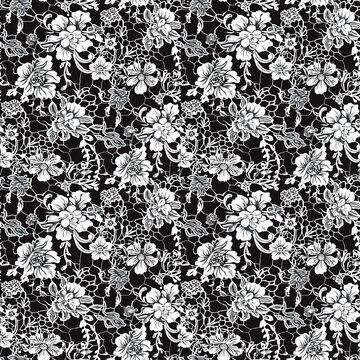 Lace fabric pattern, Lace fabric pattern, black and white fabric pattern, seamless, fashion, wallpaper, background fashionable textile texture arts shape element