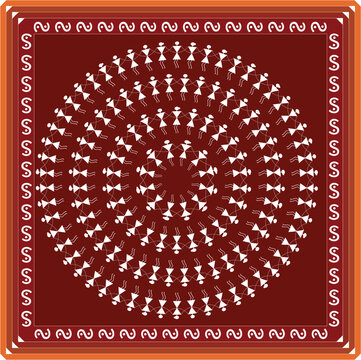 Warli art painting circle design