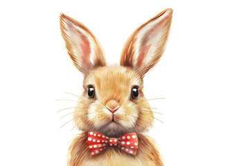 Obraz premium Easter bunny with bow tie and ginger rabbit applying for the holiday job, creating a cute and festive greeting card illustration with space for text.