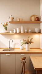 small kitchen in japandi Style