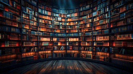 Knowledge: A library filled with books and resources - obrazy, fototapety, plakaty