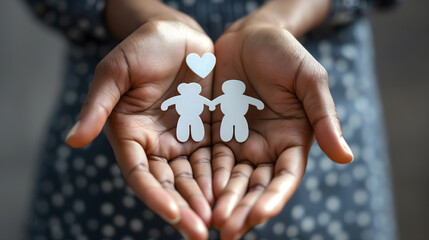 Simplistic Representation of a Family with Two Children in Monochrome