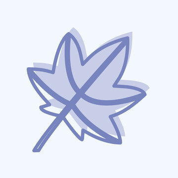 Leaf II Icon in trendy two tone style isolated on soft blue background