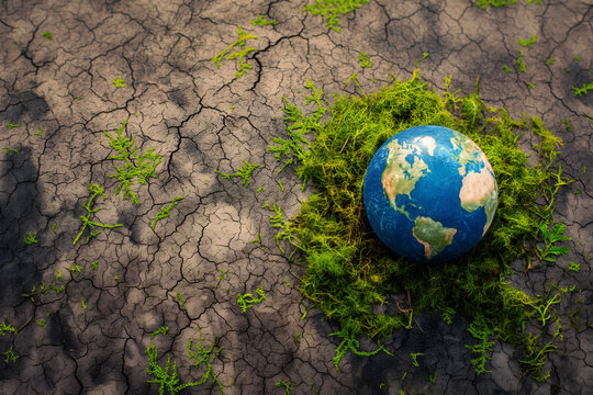 Global Environmental Challenges Conceptual Image on a Textured Background
