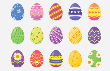 Easter holiday, which is depicted with a vector illustration of rabbits and eggs that have been painted with cute motifs