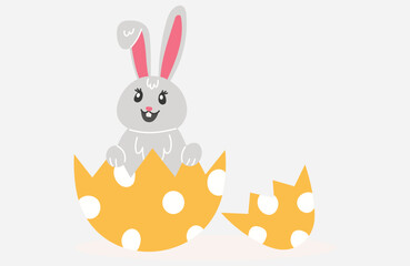 Easter holiday, which is depicted with a vector illustration of rabbits and eggs that have been painted with cute motifs