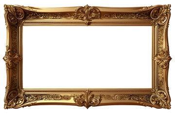 Decorative vintage frames and borders, Gold photo frame with corner for picture, isolated on transparent background generative ai