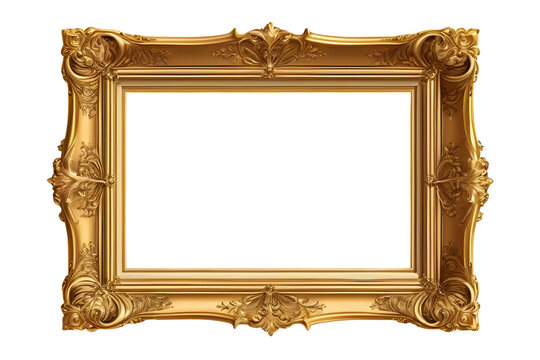 Decorative vintage frames and borders, Gold photo frame with corner for picture, isolated on transparent background generative ai