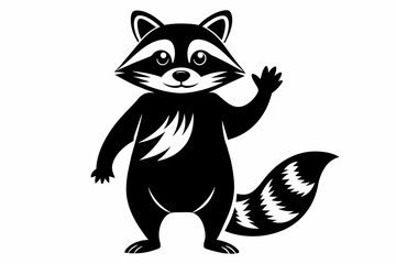 Raccoon hands up logo vector illustration