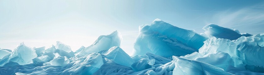 Blue Iceberg Landscape against a light blue sky, generative AI