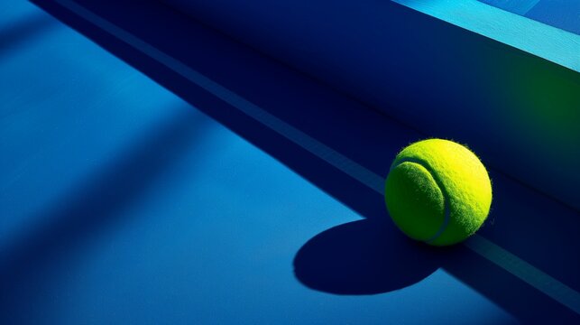 Tennis Ball on Blue Court, Dynamic Sports Action Close-Up