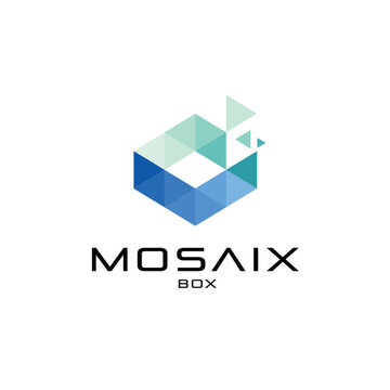 Abstract box mozaic logo design template separated