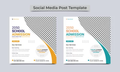 Fotobehang School Admission social media post or Back to school education admission social media post and web banner template design. vector illustration. © MdSaifur