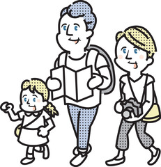 外国人観光客のイラスト_家族