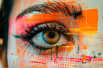 Human Eye Amidst Colorful Explosion of Creativity
