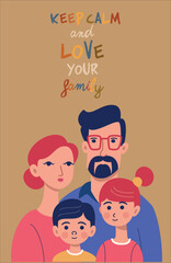 vector illustration of family day, where each family has its own activities, for example gathering in the same family room, holidays, sports with the family.