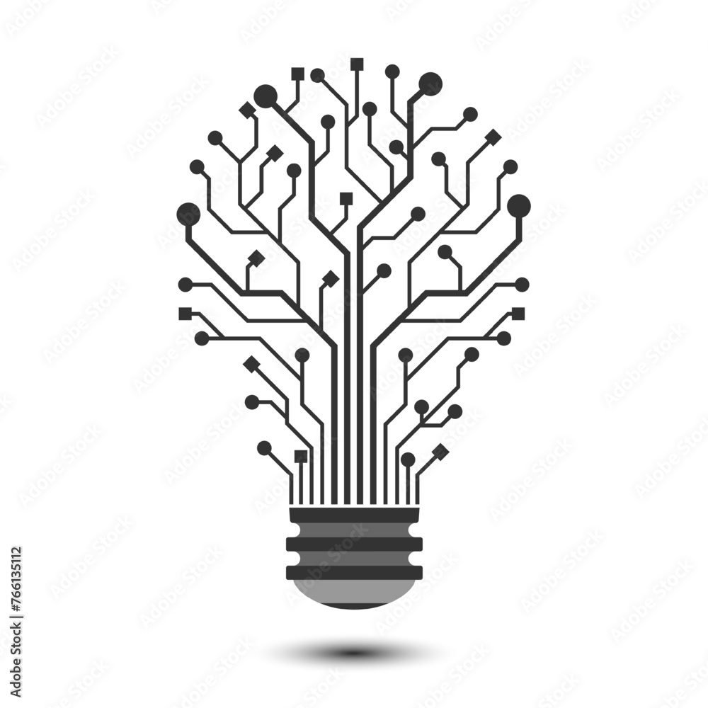 Poster light bulb circuit icon, innovation and creative idea, patent, digital solution, future technology c