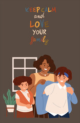 vector illustration of family day, where each family has its own activities, for example gathering in the same family room, holidays, sports with the family.