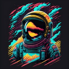 illustration of an astronaut in spaceq with beautiful color